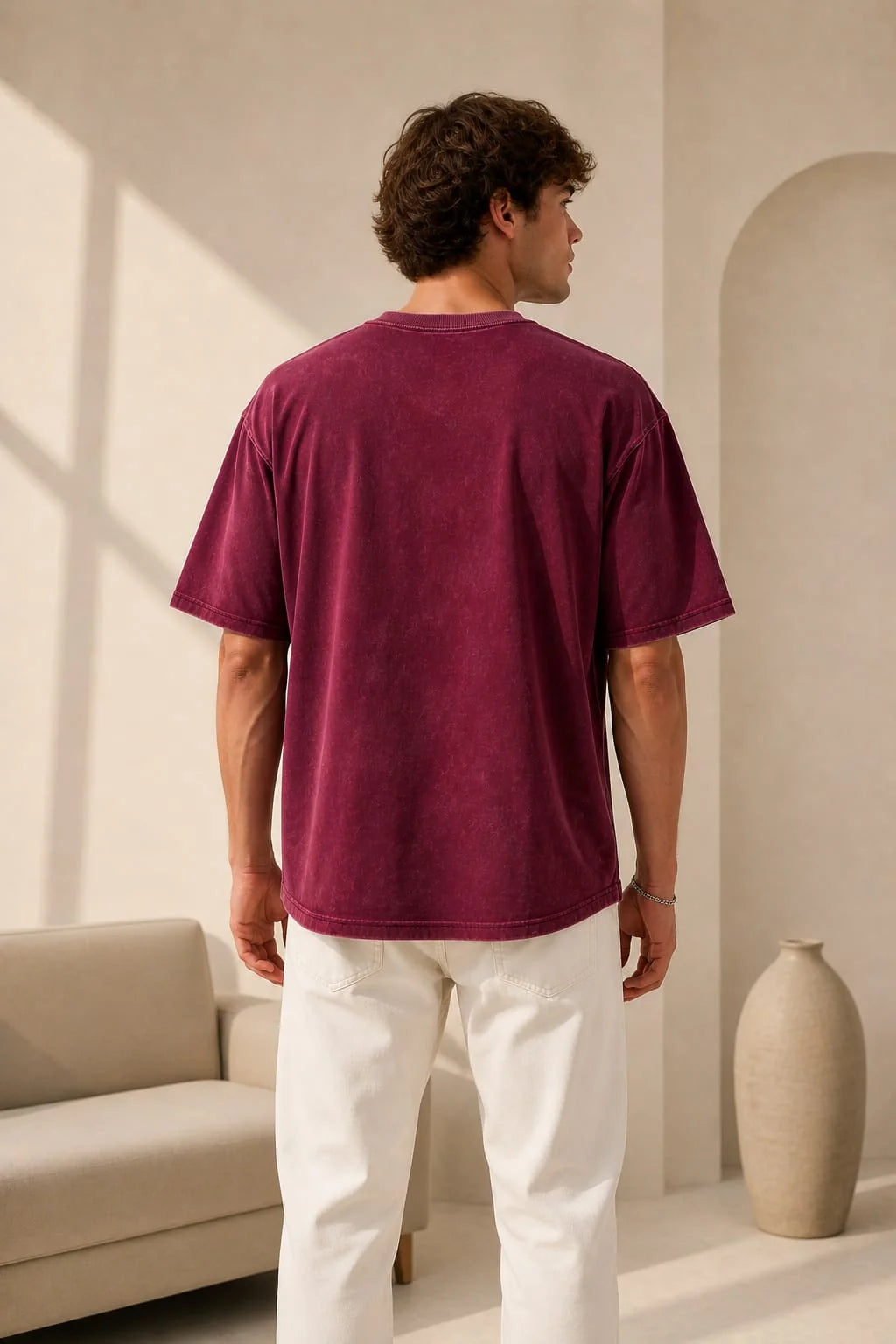 Maroon Acid Wash Oversized T-Shirt