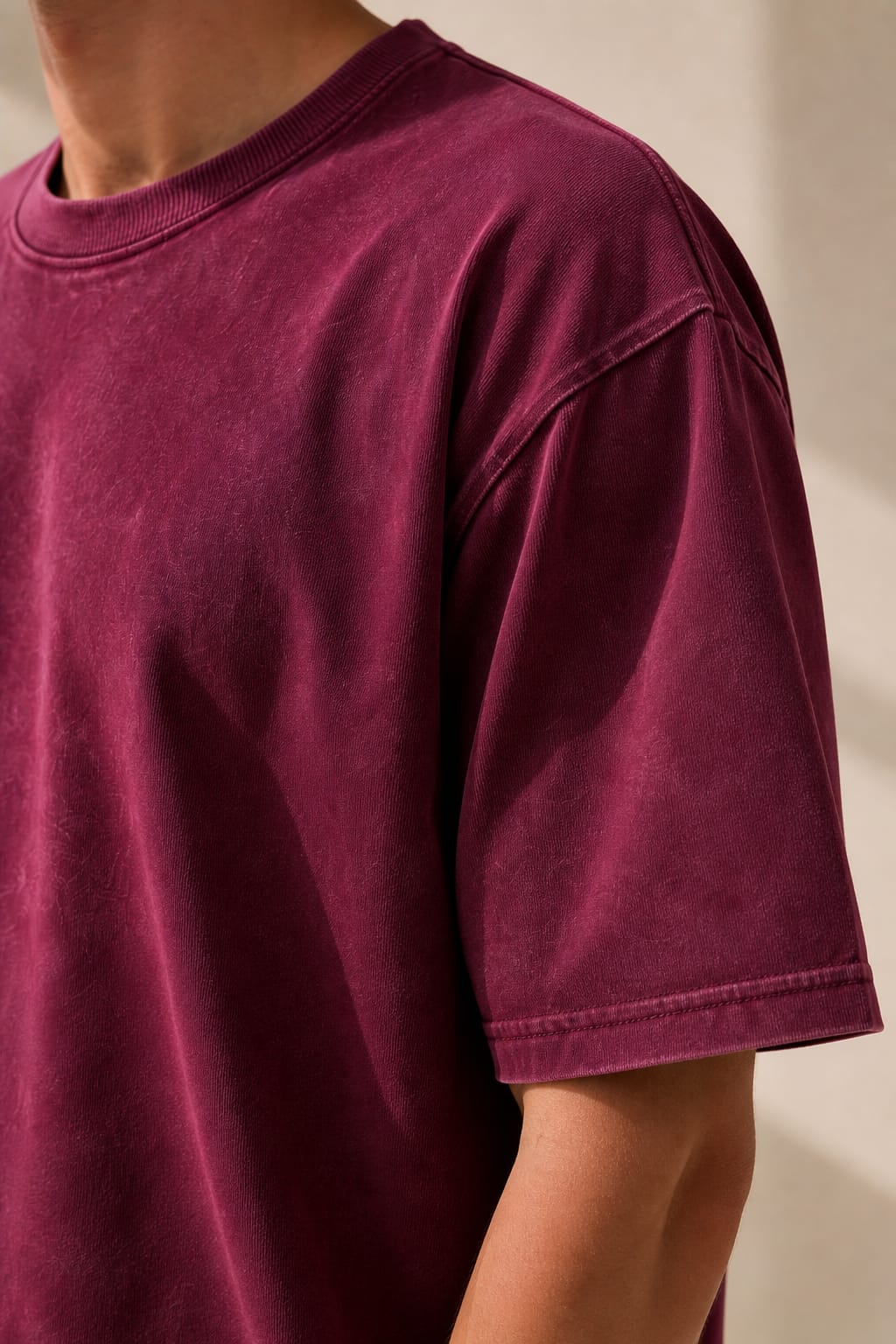 Maroon Acid Wash Oversized T-Shirt