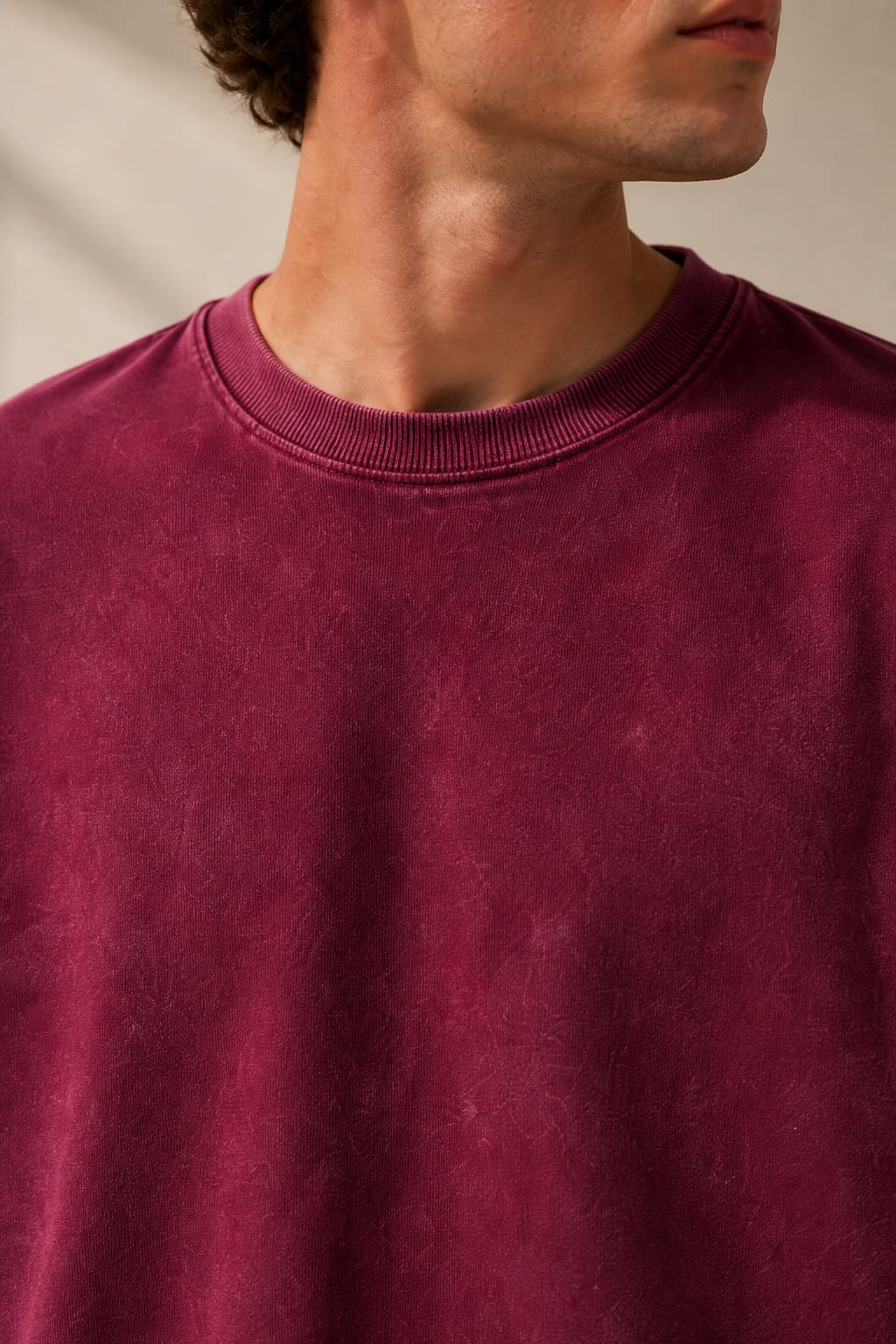 Maroon Acid Wash Oversized T-Shirt